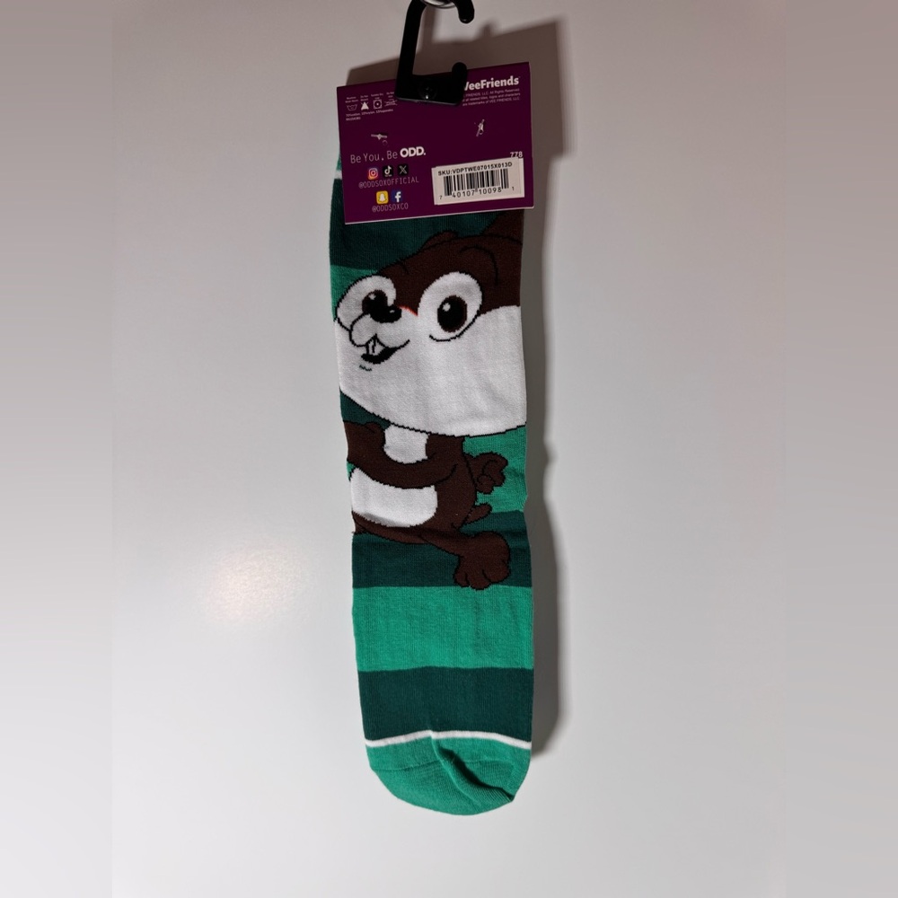 Gary Vee Odd Sox Men’s Unisex 8-12 Green Striped Hustling Chipmunk Crew Sox New